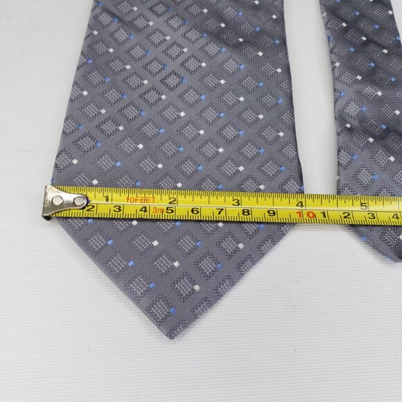 4"x58" Murano Modern Silver Blue & White Silk Geometric Men Wide Tie MSRP $49.50 - Picture 6 of 7